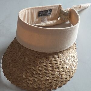 San Diego Hat Company Woven Straw Visor with Cream Band